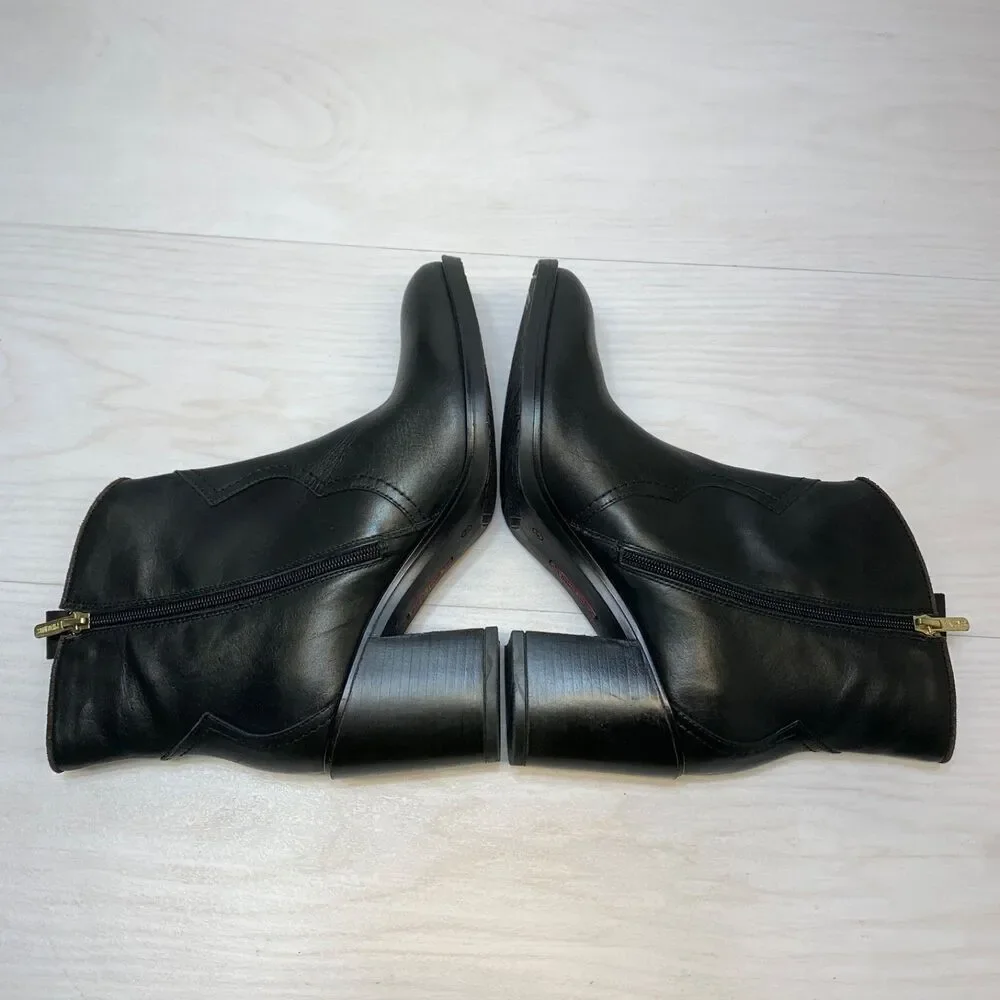 Pikolinos‎ Rioja W74-8957 Block Heel Western Bootie Black Leather NEW Size 41